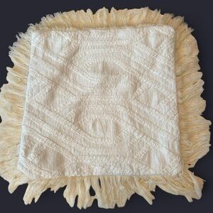 Luxury 24x24” Boho Pillow Cover with Fringe & Diamond Pattern – Like New!